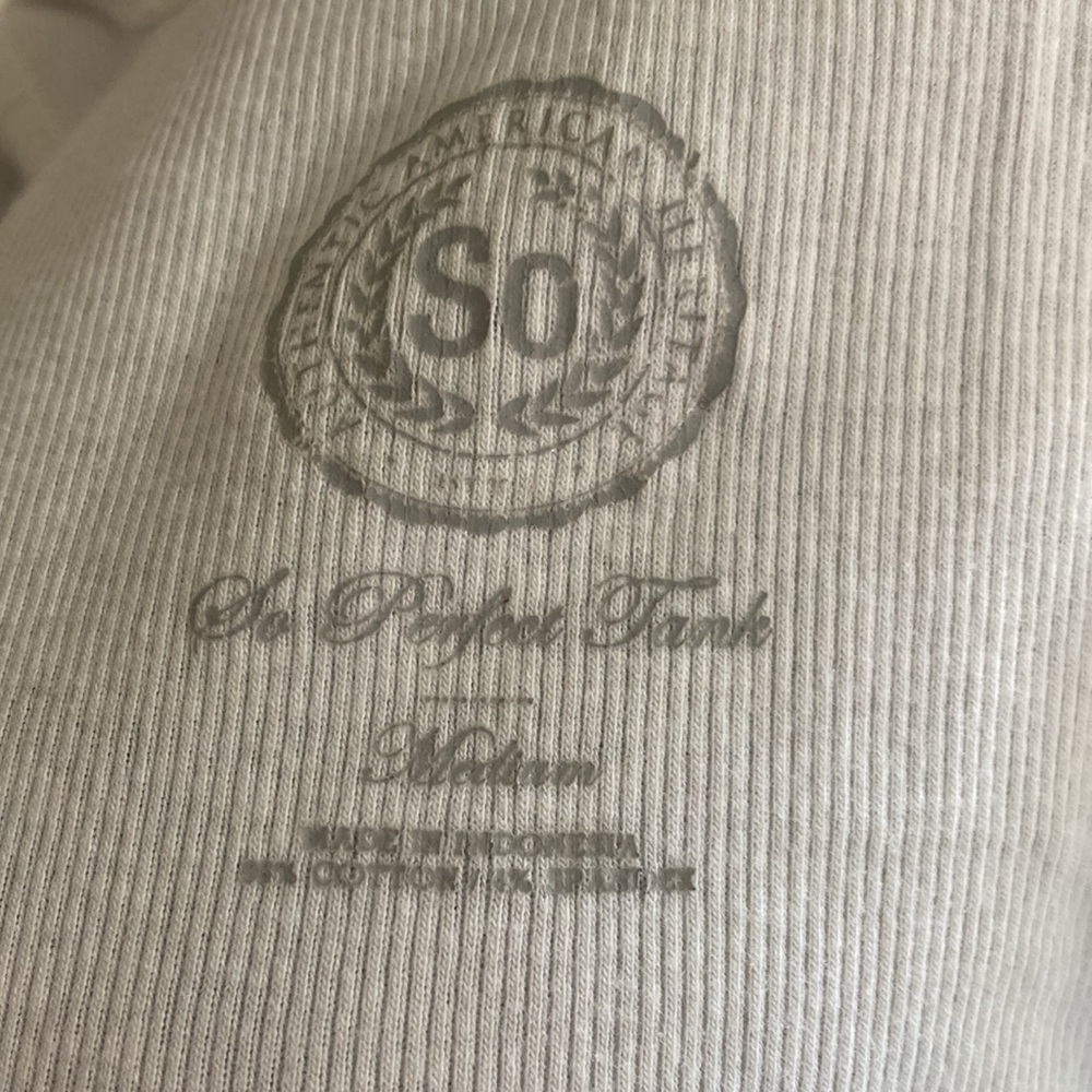 SO White Racer Back Ribbed Tank Top Size Medium - Picture 5 of 7